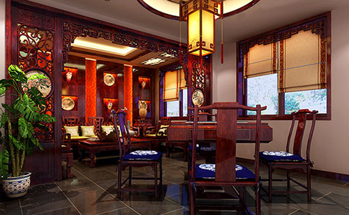 绥宁古典中式风格茶楼包间设计装修效果图
